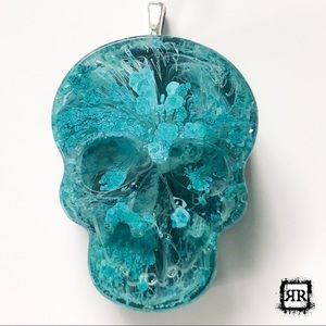 Teal Skull Halloween Necklace/Keychain/Purse Charm